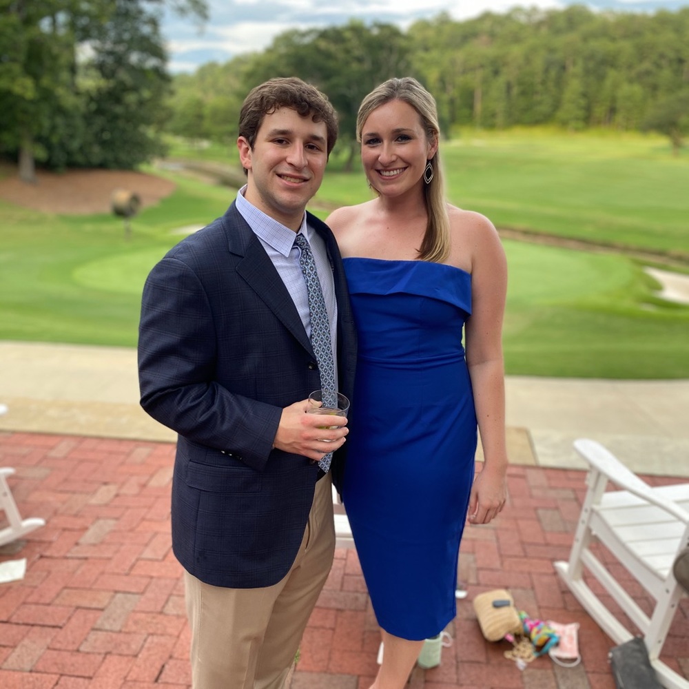 Bardot strapless blue midi dress WORN ONCE